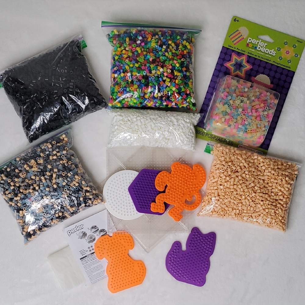 Perler Beads Set with 7 Pegboards Glow In The Dark Perler Beads